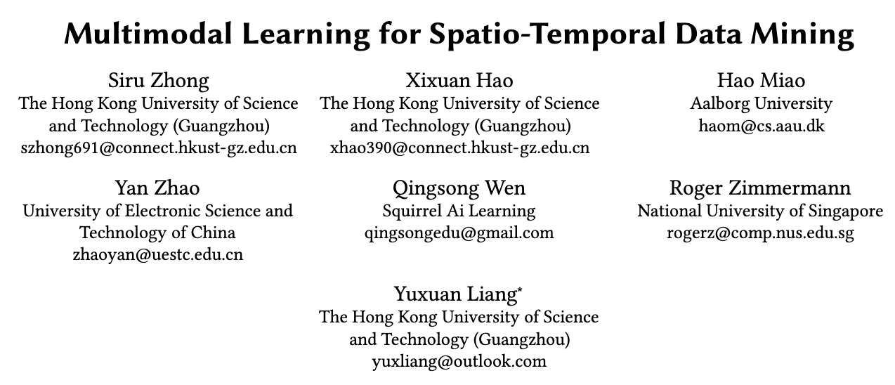 Multimodal Learning for Spatio-Temporal Data Mining